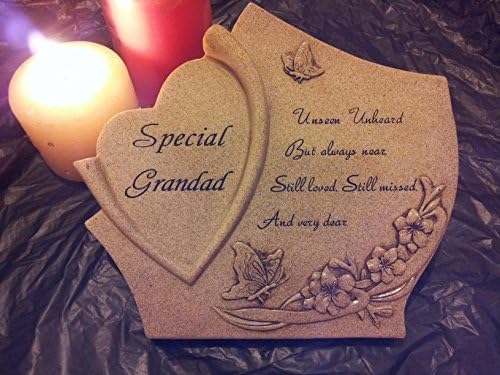 BEAUTIFUL OUTDOOR GRAVE SIDE GARDEN MEMORIAL RESIN PLAQUE HEADSTONE (Grandad)