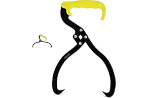 Xforst Pinza per Tronchi GF300 – Pinza per Legno 300 mm con Gancio di Sollevamento – Pinza Forestale Manuale per Trasporto e Imballaggio Tronchi – Acciaio Nero & Manico Giallo Antiscivolo