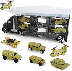 toys bhoomi 6 in 1 army transport car carrier truck toys,military vehicle die-cast toy trucks for kids boys and girls-Beige