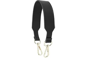 WADORN Geldbörsengriff Aus Leder, 42 cm Kurzer PU-Leder-Handtaschenriemen Ersatz-Clutch-Taschengriff Mit Goldener Hardware DIY-Taschenherstellungszubehör Für Die Herstellung von Tragetaschen, Schwarz