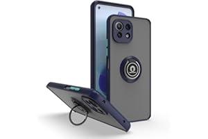 SEAHAI Funda para Xiaomi 11 Lite 5G NE/Xiaomi Mi 11 Lite (4G/5G) Estuche, Translúcida Escarchado Duro PC Carcasa Antigolpes TPU Bumper Silicona Cubierta con 360° Anillo Soporte, Azul Real