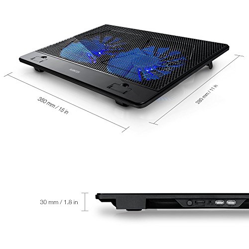 AVANTEK Laptop Kühler Kühlpad Kühlmatte mit 2x Lüfter blaue 160mm LEDs (15″ – 17″) - 2