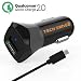 Tech Sense Lab Qualcomm Certified Quick Charge 2.0 Car Charger Intelli Sense 5V/2.4A & Qc 2.0 12V/9V/5V All Other Smartphones And Iphone(Black) RS.589.00