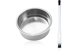 DHSBGWSX 1 filtro de acero inoxidable, 1 cepillo de limpieza, filtro de café, filtro doble, cesta de filtro de una sola capa, accesorio universal para cafetera