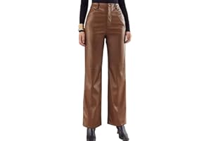 ORANDESIGNE Pantaloni da Donna in Ecopelle Gotica Y2K Vita Alta Pantaloni in Finta Pelle Punk E-Girl Streetwear Pantaloni a Gamba Larga