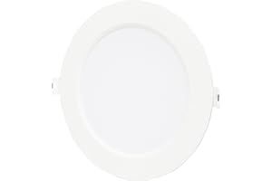 Bright Source Core LED Round Panel Downlight, Slimline Recessed Ceiling Spotlight, 12W, 1080lm, 4000K Cool White, IP20, 150mm Cutout, LED Driver Included
