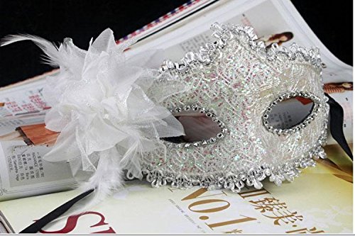 EQLEF® Spitze Kristall Cosplay Roman griechischen venezianischen Halloween Costume Party Maskerade Maske (weiß-1)