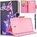 Produktbild Samsung Galaxy Tab A 7.0 SM-T280 Hülle, Yokata Flip PU Lederhülle mit Karten Slot Magnetverschluß Handyhülle Standfunction Case Tasche Schutzhülle Etui Brieftasche Cover (Lila Schmetterling) + 1x Kapazitive Feder