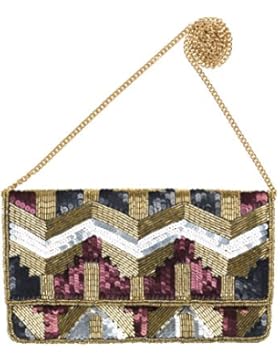 Becksöndergaard Paradis Damen Clutch / Handtasche / Schultertasche / Umhängetasche mit Riemenkette und Pailletten...