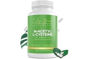 LILY GREEN SUPPLEMENTS Lily Green N Acetyl Cysteine Supplement | 1200mg Per Serving Liver Detox NAC Supplement | High Strength N-Acetyl Cysteine | Non-GMO & No Artificial Fillers | 90 Vegan Capsules | Made in UK
