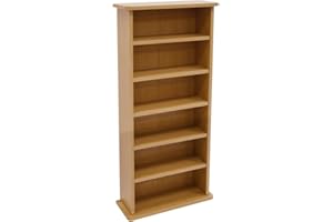 WATSONS CHAK - 222 CD or 104 DVD Blu-ray Media Storage 6 Shelf Unit - Beech