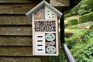 JAMTECH Aesthetic Wooden Natural Bee Insect house-Nesting made of Bamboo for Butterfly, Bees, Lacewings Other Insects-Garden Bug Hotel- Pollinator Bee Management