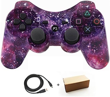 Bowink Wireless Bluetooth Controller For PS3 Double Shock - Bundled with USB charge cord (Starry Sky)
