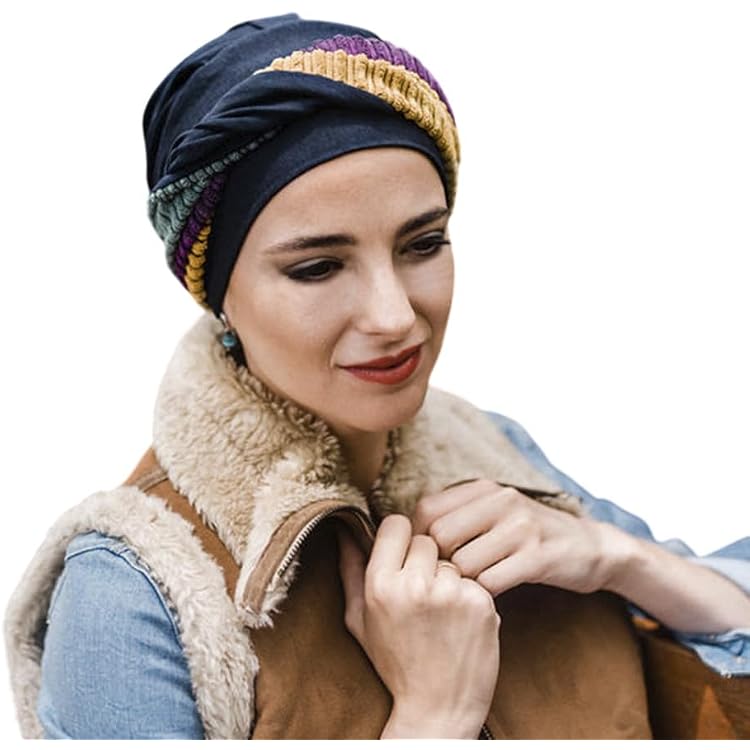 Bonnet Chimiothérapie Turban Oncologique Carebell Confort Navy Paisley - Coton Doux Pour Chimiothérapie Et Alopécie Bonnet Alopecie Coton