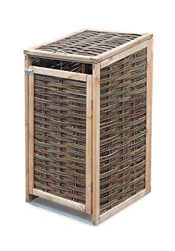 Mülltonnenverkleidung klein WEIDENPROFI aus Holz mit Weidengeflecht für eine Mülltonne bis 120 Liter