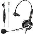 Corded Telephone Headset With Noise Canceling Mic for ShoreTel Plantronics Polycom Zultys Toshiba NEC Aspire Dterm Nortel Norstar Meridian Siemens ROLM Packet8 Landline Deskphones(New Upgrades)