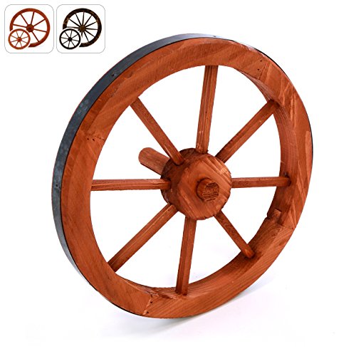 Nexos Holzrad Wagenrad Dekorad Holz Wagen Deko Rad mm rot braun Gartendeko (350 mm)