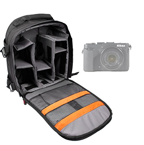 Sac    dos en Nylon noir r  sistant    l eau pour appareil photo compatible avec Nikon Coolpix L340  L330  P610  P900 et D7200 - DURAGADGET