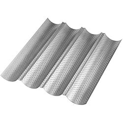 Tebery Plaque de Cuisson Pain Moule à 4 Baguettes et Biscuits, Anti-adhésif, Parfait pour Boulanger/Cuisine/Maman - 38 x 33 x 2.5 cm