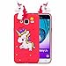 Produktbild TPU Hülle für Samsung Galaxy J3 2016, Silikon Handyhülle Schöne 3D Case für Samsung Galaxy J3 2016, Schutzhülle Tasche Silikonhülle für Samsung Galaxy J3 2016, ZCRO Silikon TPU Hülle Ultra Dünn Bunte Muster Tier 3D Cute Cartoon Design Slim Schale Hüllen Bumper Case Cover Weich Flexibel Schutz Schale Gummi Handytasche Etui Backcover für Samsung Galaxy J3 2016 / J3 2015 / J320 (Niedlich Einhorn, Rot)