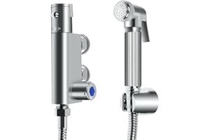 HJZ Thermostatisch Bidet Handbrause, Shattaf Dusche Bidet-Sprühgerät, Thermostat Mischbatterie, heißes kaltes Wasser für Toilette Bad Badewanne Badezimmer Wandmontage mit Schlauch und Halterung