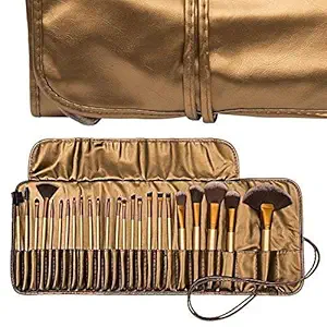 HUDA BAR Professional Makeup Brush Set 24 Pcs, Makeup Brushes for Women & Girls, Eyeliner, Eye Shadow, Eye Brow, Premium Wooden Handles with Pouch Case