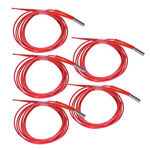 Aibecy 5Pcs 12V 40W 6 x 20mm 3D Drucker Heizpatrone Drahtlänge ca.1m, Edelstahl Hotend Heater Widerstand 3D Drucker Extruder Einseitig Heizrohrprüfung für RepRap Prusa - 5