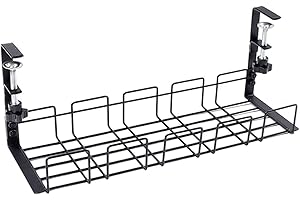 Hniuyun Under Desk Cable Management - No Drilling, Steel Cable Organizers, Cable Tray Under Desk, for Home, Office,(40.5x13x16cm)