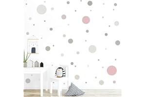 malango® 78 Wandsticker in vielen verschiedenen Farbkombinationen Punkte Kinderzimmer Wandtattoo Kreise Set selbstklebend grau-Altrosa-beige-Greige