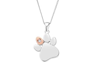 Clogau Paw Prints Sterling Silver Birthstone Pendant for April with Zircon Standard