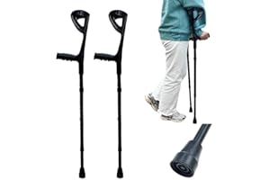 AR BRAND EST. 2021 Crutches for adults Men (x2 Units, Open Cuff), Elbow Crutches for Women, Adjustable Walking, Black or Foldable