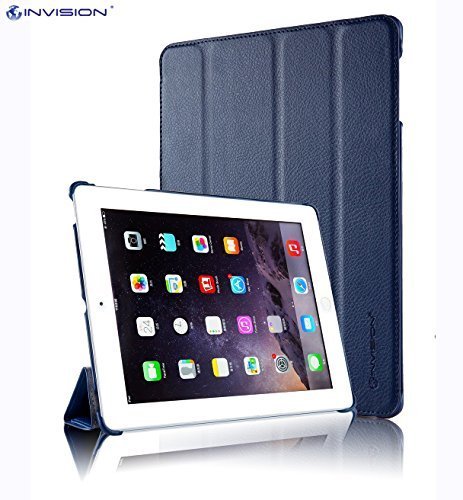 Invision® iPad 2 iPad 3 und iPad 4 Intelligente Hülle – Tolles Design – Magnetische Aufweck/Schlaf-Funktion – Hochwertiges PU-Leder (iPad 2 3 4 / Dunkel Blau) - 8