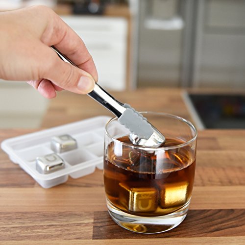 Premium Geschenk Set – 8 Edelstahl Eiswürfel + PP-Box + Mikrofasertuch + Silikon-Zange + Disc Pourer. TÜV zertifiziert. Diese ICE-Cubes sind hygienischer und haltbarer, als klassische Whisky Steine … - 7
