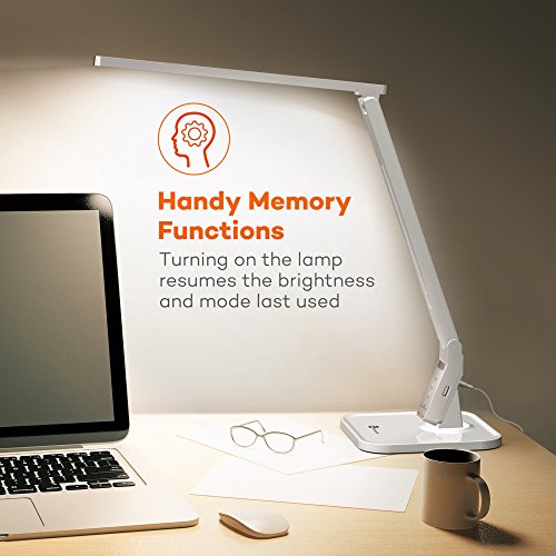 TaoTronics 14W Schreibtischlampe LED Tischlampe 4 Modi dimmbar mit eingebautem USB-Anschluss zum Aufladen von Smartphones weiß - 4