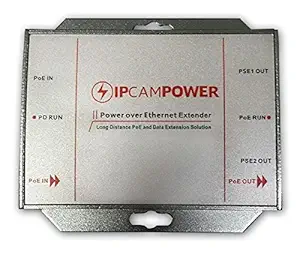 IPCamPower POE Powered 2 Port Switch & Network Cat5 Cat6 Midspan Cable Range Extender Repeater for IP Cameras