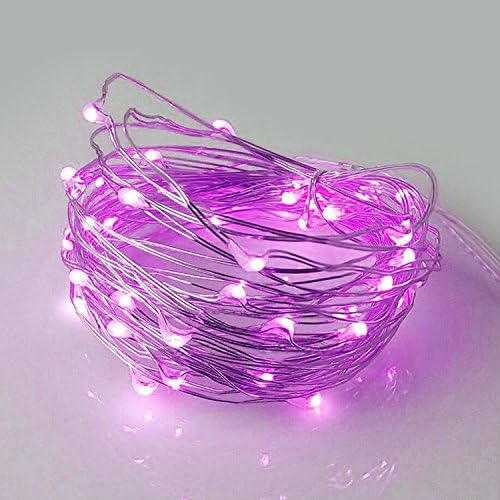 100 LED USB Micro Silver Wire Indoor Battery Operated Firefly String Lights Wine Bottles String Lights by Festive Lights Perfect For Christmas, Crafts, Xmas Tree Or Wedding Decoration (Purple)
