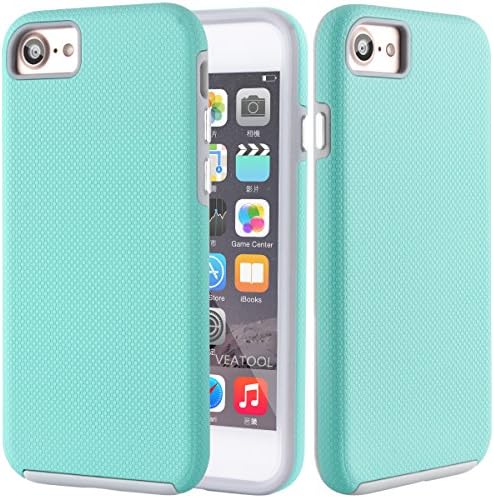 Veatool iPhone 7 Case, Shock Proof Ultra Rugged Rubber Dual Layer Case for iPhone 7 (4.7 inch),Mint Green