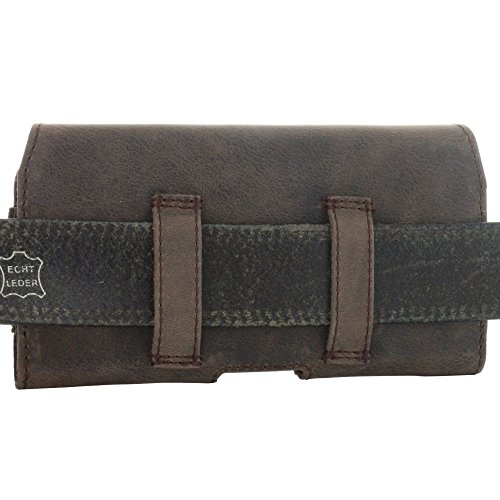 Smart-PlanetÂ® Design Echt Leder GÃ¼rteltasche 3XL z.B. Apple iPhone 8 X 6 7 - Samsung Galaxy Xcover 4 S7 S6 2017 Edge Quertasche - Vintage Look braun