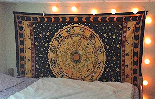 Zodiac Indian Cotton Tapestry Wall Hanging Decor Bohemian Twin Tapestries 84″… - 5