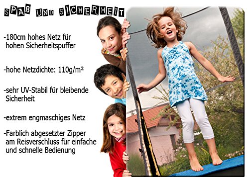 Trampolin Sicherheitsnetz 300 – 305 cm Durchmesser , Ersatznetz für Trampoline mit 6 Stangen bzw 3 U-Füssen - 3