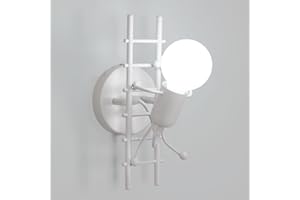 Dorlink Applique da Parete Interno, Applique da Parete E27 Moderno, Carino Applique Camera da Letto, Lampada da Parete Soggiorno, Bianco Applique per Corridoio, Scala, Cucina (Senza Bulbo)