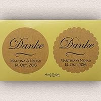 24 Aufkleber Etiketten Selbstklebend Braun Kraftpapier Danke