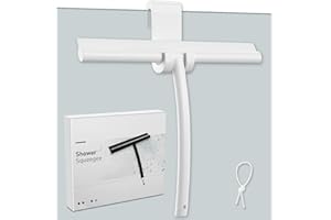 MOSUO Tergivetro per Doccia, Tira Acqua da Doccia Silicone con Gancio, Tergivetro Doccia Anima Acciaio Inox per Finestre, Specchi, Bagno Pulire Superfici Lisce - Bianco