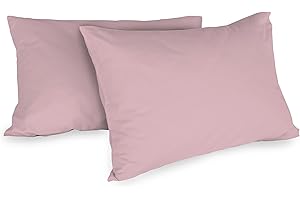 Zer0bed, Coppia Di Federe In Cotone 52x80 CM, Rosa, Set Di 2, Tinta Unita, 100 Percento Cotone, Cusino Letto, Chiusura A Busta
