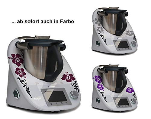 Aufkleber für den Thermomix TM5 – Hibiskus mit Ranke in anthrazit - 2