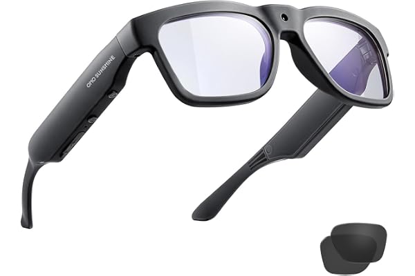 OhO Lunettes Intelligentes Caméra Lunettes Bluetooth avec Haut-parleur à Oreille Ouverte Casque Intérieur Extérieur Protection UV pour Hommes et Femmes