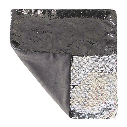 DrCosy Wende Pailletten Kissenbezug 40×40 cm Meerjungfrau Zierkissenbezüge reversible Dekokissen Fall aus Polyester und PVC (Silber/Schwarz) - 2
