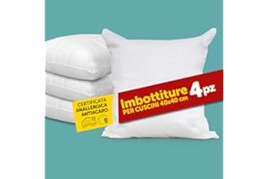 EVENUE Imbottiture Cuscini 40x40 Set 4 Pezzi- Imbottitura per Cuscini Quadrati 40x40 cm (Anime Cuscini per Divano) - Cuscini da Rivestire per Divano, Poltrona, Letto, Cuscino Imbottitura (4 Pezzi Bianco)