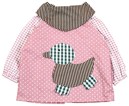 SUNNY JU - Babero Bebé Manga Larga Impermeable Bata Delantal Algodón Suave 12-18 Meses L - Rosa