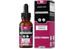 LÉON Premium Ashwagandha Tropfen – Hochkonzentriert – Vegan & Zuckerfrei – Ohne Bindemittel, Gentechnik & Glutenfrei – 2000mg Pro Portion (30 Portionen)